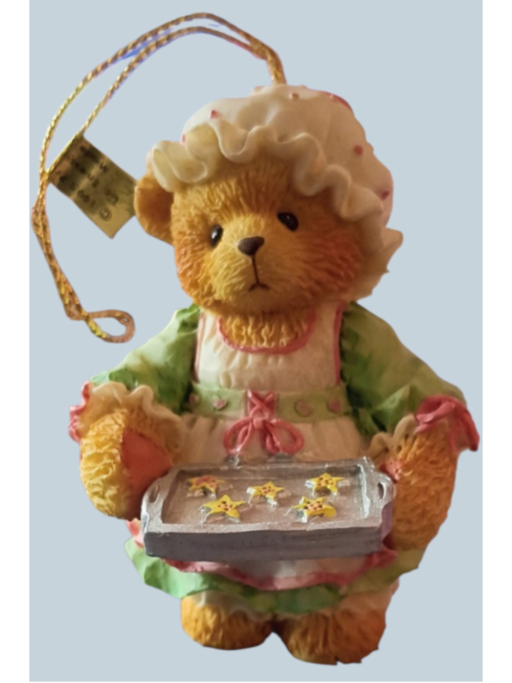 NIB Cherished Teddies Girl Holding Tray of Cookies Ornament Green White 625426